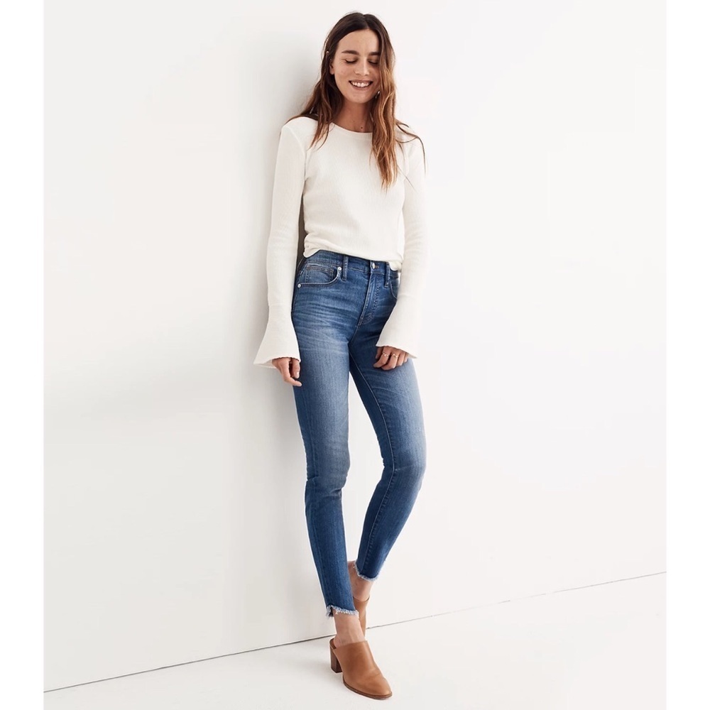 NEW Madewell 10" High-Rise Skinny Jeans Tulip-Hem Edition Blue Size 24